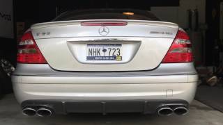 W211 E55 AMG with W219 CLS63 mufflers startidlerevs [upl. by Idzik]