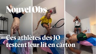 JO 2024  ces athlètes testent les lits en carton du Village olympique et cest drôle [upl. by Ogu]