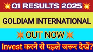 Goldiam International Q1 Results 2024 🔴 Goldiam Result 🔴 Goldiam International Share Latest News [upl. by Favianus]