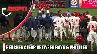 Rays pitcher Edwin Uceta ejected after benchesclearing scuffle with Phillies  ESPN MLB [upl. by Oirobil]