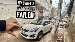 My Swift Got New Tyres Installed  Modified Maruti Swift  Musafir’s Swift  Michelin Vs Yokohama [upl. by Aduhey]