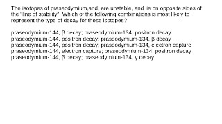 The isotopes of praseodymium are unstable [upl. by Einnim]