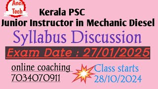 Kerala PSC Junior Instructor in Mechanic Diesel online coaching [upl. by Margaretha]