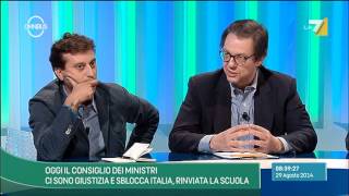 Omnibus  CDM giustizia e sblocca Italia rinviata la scuola Puntata 29082014 [upl. by Euqinomad]