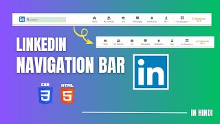 Linkedin Navbar 🔥 How To Make Navigation Bar Using HTML CSS  Navbar  Navbar HTML CSS  In Hindi [upl. by Riehl]