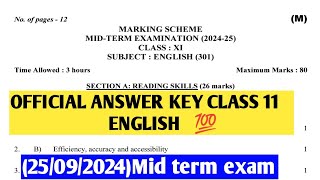 class 11 English Marking scheme250924Mid term exam answers english officialanswerkey12englis [upl. by Ennyleuqcaj896]