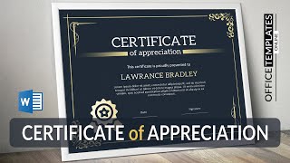 Easy way to Design Certificate of Appreciation in MS Word  Black amp Golden Theme [upl. by Geordie250]