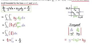 Example of Using Greens Theorem over a Unit Square Notes 8 pg14 1 [upl. by Eleonore]