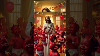 The jesus vs red devil child 🚸jesus jesuschrist god godfather davil viral shorts king omg [upl. by Ahtiek]