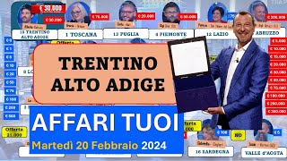 Affari tuoi martedì 20 febbraio 2024 con il Trentino Alto Adige I pacchi aperti in ordine [upl. by Elayne]