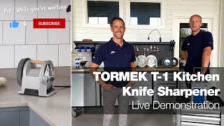 Demonstrating the Tormek T1 Kitchen Knife Sharpener  Tormek Live Special [upl. by Watson511]