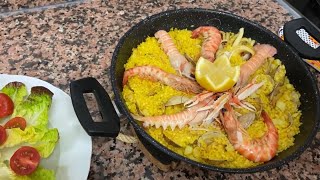 Paella de marisco Receta fácil 🌷أسهل وألذ طريقة لتحضير طبق الباييلا الإسباني🌷 [upl. by Ludewig904]