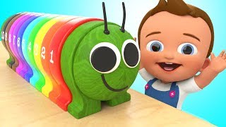 Learning Numbers amp Colors for Children with Wooden Caterpillar Toy Set 3D Kids Toddlers Educational [upl. by Ariaic]