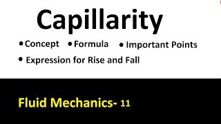 Definition of Capillarity Formulas Expression for Rise and Fall Fluid Mechanics 11 [upl. by Ttirrej]