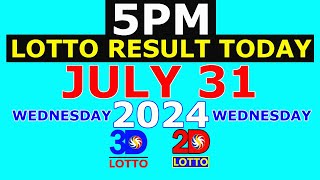 Lotto Result Today 5pm July 31 2024 PCSO [upl. by Alyl]