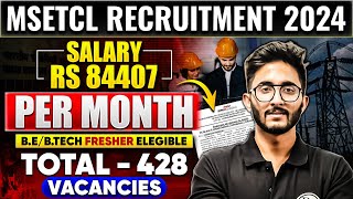 MSETCL Recruitment 2024  Jobs for Engineers  BEBTech Fresher Eligible [upl. by Verene]