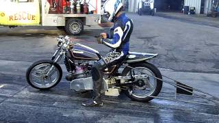 Polaris Snowmobile Engine Powered Kawasaki Asphalt Drag Bike  Dragway 42 [upl. by Shurwood]