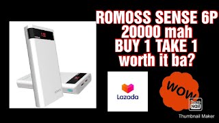 ROMOSS SENSE 6P POWER BANK 20000 MAHBUY 1 TAKE 1 FROM LAZADA [upl. by Gae243]