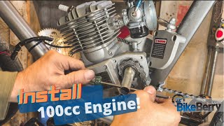 Install 100cc 2 Stroke Engine Kit  Motorized bike  Bike Berry [upl. by Broucek]