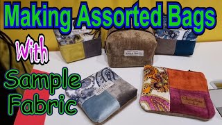 Making an assortment of bags and pouches using swatch fabric samples [upl. by Ado]