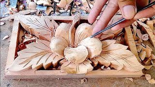 amazing wood carving skill  wood carving art ideas [upl. by Eyanaj]