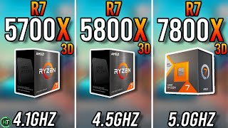 Ryzen 7 5700X3D vs Ryzen 7 5800X3D vs Ryzen 7 7800X3D [upl. by Kcired]