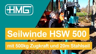 HMG HolzspalterSeilwinde HSW 500  schwere Holzstämme bequem zum Holzspalter ziehen [upl. by Williams]