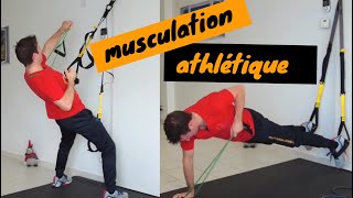 Grosse séance musculation athlétique avec élastique et TRX sangles de suspension [upl. by Goldstein]