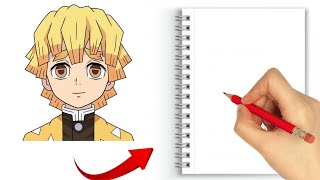 How to draw Zenitsu Agatsuma from Demon Slayer  How to draw anime step by step  Easy anime drawing [upl. by Eidob]