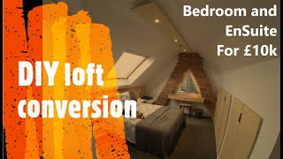 £10k DIY loft conversion  bedroom and ensuite tour [upl. by Aehr]