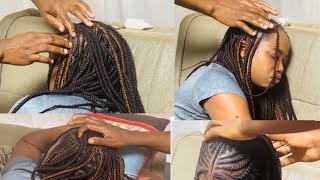 ASMR Scalp Massage Scalp Oiling and Cornrows and Braids Play No Talking [upl. by Hurless]