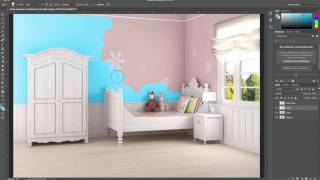 Cambiar el color de una habitación con Photoshop empleando la capa de ajuste [upl. by Pillihpnhoj]