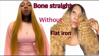 HOW TO STRAIGHTEN A DEEP CURLED WIG WITHOUT FLAT IRON  HOW TO RESTYLE A CURL WIGHOT WATER METHOD [upl. by Agler]