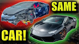 BADLY WRECKED Lamborghini Huracan Rebuild In Under 25 Min [upl. by Airaet]