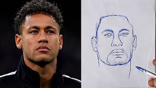 drawing Neymar with pen  Free hand sketch [upl. by Sicnarf834]