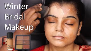 Winter Bridal Makeup Traditional Indian Bridal MakeupStep By Step Long Lasting Bridal Makeup [upl. by Aidne]