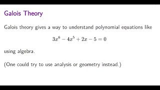 MathSoc Galois Lecture1 What is Galois Theory by Dr Donald Robertson [upl. by Wollis]