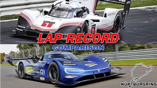 Nürburgring  VW IDR Vs Porsche 919 Hybrid EVO Lap Record Comparison SideBySide [upl. by Locke]