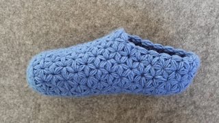 Part 2  Crochet Slippers for Men or Women  Adult Size  Triangle Star Stitch Puffed [upl. by Gamages]