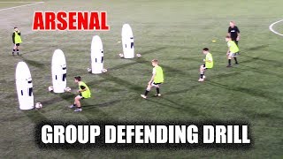 SoccerCoachTVcom  Arsenal Group Defending Drill [upl. by Eesac320]