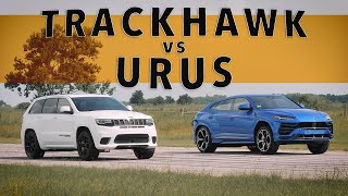 Jeep Trackhawk vs Lamborghini Urus  Drag Race Comparison [upl. by Ahsym]