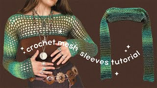 how to crochet mesh sleeves  EASY tutorial [upl. by Mahmoud248]