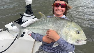 Top water Fishing For Large Trevally Near Cairns  Giant Trevally fishing [upl. by Nohj]