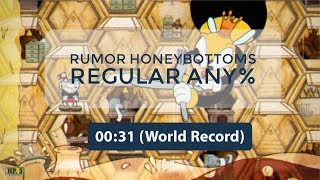 Cuphead  Rumor Honeybottoms Regular One Cycle Kill  World Record Speedrun 0031 Current Patch [upl. by Aniroc]