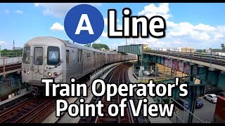 ⁴ᴷ⁶⁰ NYC Subway Front Window View  The A Express to Rockaway Park [upl. by Alleusnoc527]