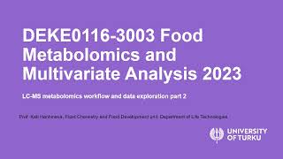 Food Metabolomics and Multivariate Analysis 2023  Parte 2 [upl. by Einaeg]