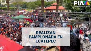 EN VIVO Realizan tradicional quotPAMPLONADAquot en Ecatepec [upl. by Aihsram]