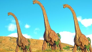 Brachiosaurus Vs Velociraptor Vs Ceratosaurus Jurassic World Evolution Dinosaurs Fight [upl. by Edelman]