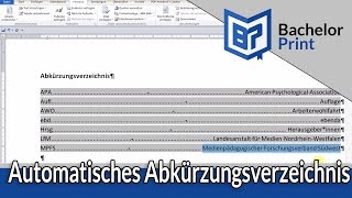 Abkürzungsverzeichnis in Word erstellen  SO GEHTS [upl. by Outhe295]