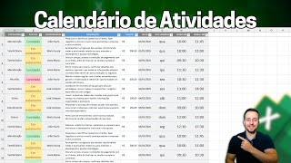 Como Fazer Calendário de Atividades no Excel  Agenda de Serviços Valor Data Status [upl. by Pretrice]